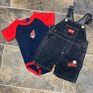 Cleveland Indians 6-9 month onside and bibs